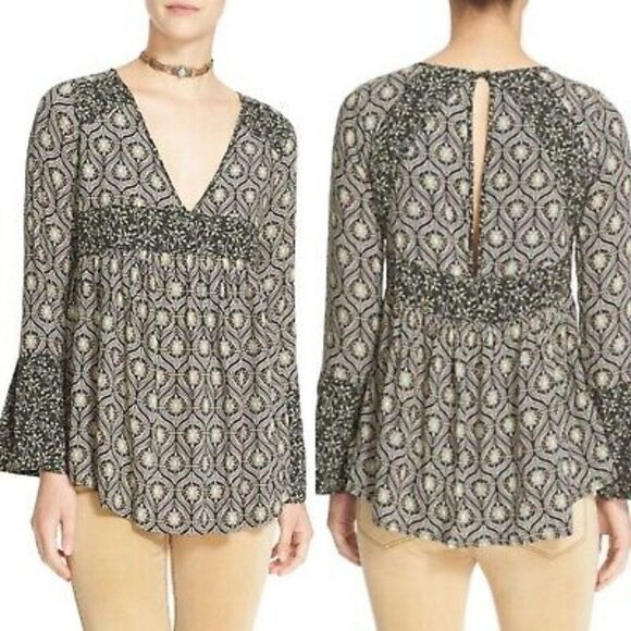 FREE PEOPLE Rolling Hills Bell Sleeve Tunic Top - Picture 2 of 11